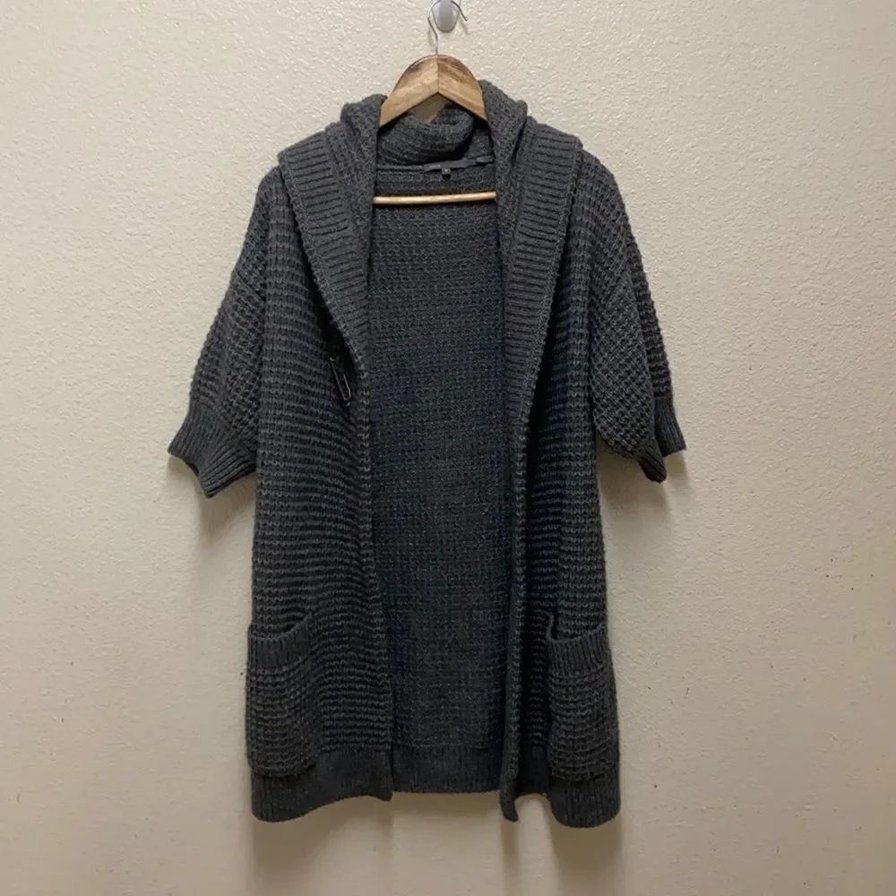 Vince Alpaca Blend Waffle Knit Hooded Cardigan Medium